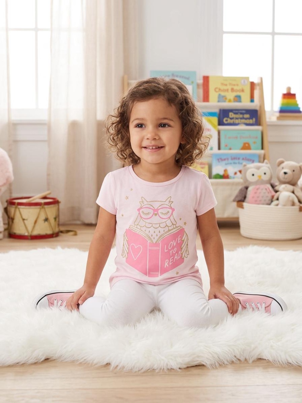 Carter's Pink Owl 'Love to Read' Short-Sleeve Pajama Top